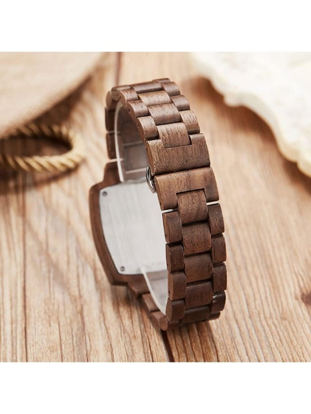 Women's Brown Analog Quartz Couples Colorful Bamboo Classic Square Wooden Watch - Picture 5 of 6